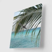 Caribbean Sunrise Ocean Palm 1 Vierkante Klok (Hoek)