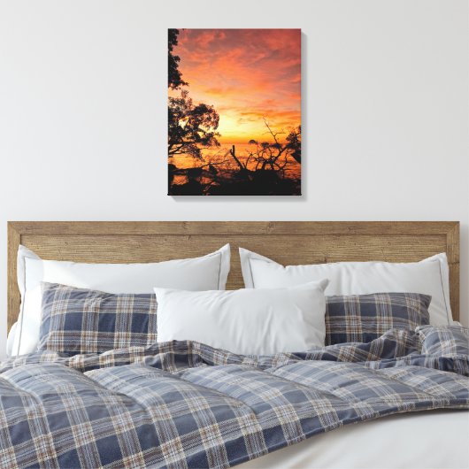 Caribbean Sunset Glow – Canvas Muurkunst (Insitu (Slaapkamer))