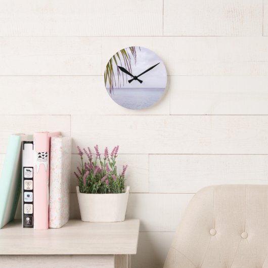 Caribbean Sunset Ocean Palm 5 Ronde Klok (Leeskamer)