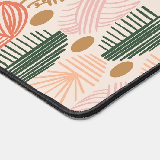 Caribbean Tribal Mudcloth: Boho Donkergroen, Roze Bureaumat (Hoek)