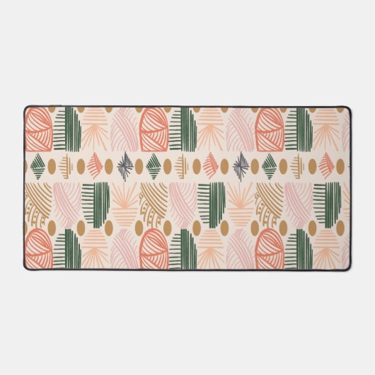 Caribbean Tribal Mudcloth: Boho Donkergroen, Roze Bureaumat (Voorkant)