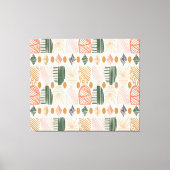 Caribbean Tribal Mudcloth: Boho Donkergroen, Roze Canvas Afdruk (Voorkant)