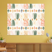 Caribbean Tribal Mudcloth: Boho Donkergroen, Roze Canvas Afdruk (Insitu (Woonkamer))