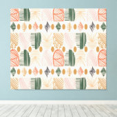 Caribbean Tribal Mudcloth: Boho Donkergroen, Roze Canvas Afdruk (Insitu (Houten vloer))