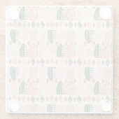 Caribbean Tribal Mudcloth: Boho Donkergroen, Roze Glazen Onderzetter (Achterkant)