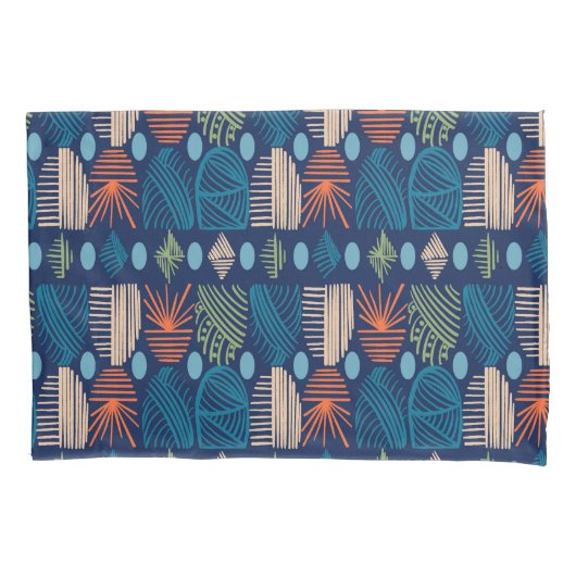 Caribbean Tribal Mudcloth: feestelijk blauw, Sinaa Kussensloop (Voorkant)