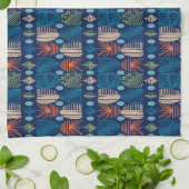 Caribbean Tribal Mudcloth: feestelijk blauw, Sinaa Theedoek (Gevouwen)