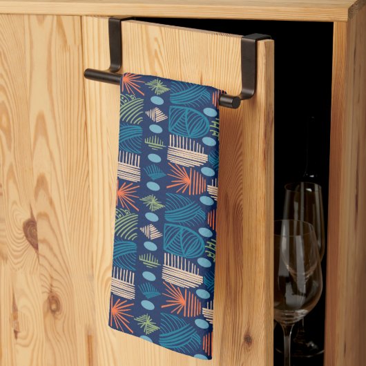 Caribbean Tribal Mudcloth: feestelijk blauw, Sinaa Theedoek (Derde Gevouwen)