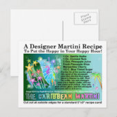 Caribbean Tropical Martini Recept Kaart Briefkaart (Voorkant / Achterkant)