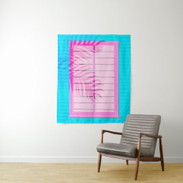 Caribbean Vibes Roze en Blauw Venster Shutters Wandkleed