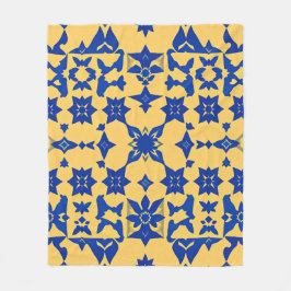 Caribisch Blau Gouden Tegel Motief Patroon Azulejo Fleece Deken