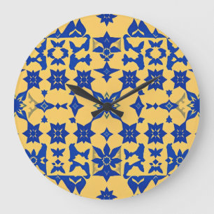 Caribisch Blau Gouden Tegel Motief Patroon Azulejo Grote Klok