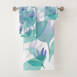 Caribisch Blauw Groen Aquarel Wonder Bloemen Bad Handdoek