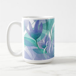 Caribisch Blauw Groene Aquarel Monogram Koffiemok