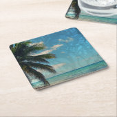 Caribisch blauw kartonnen onderzetters (Schuin)