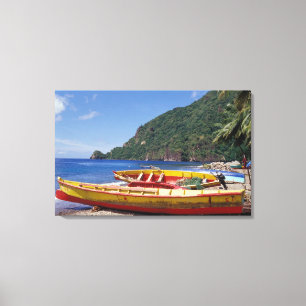 Caribisch, BWI, St. Lucia, Zeilboten, Soufriere. Canvas Afdruk