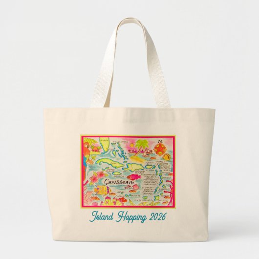 Caribisch Eiland Aangepast Grote Tote Bag (Voorkant)