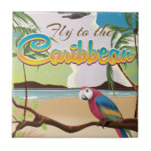 Caribisch eiland Vintage retro reisposter Tegeltje (Voorkant)