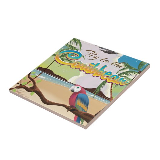 Caribisch eiland Vintage retro reisposter Tegeltje (Zijkant)
