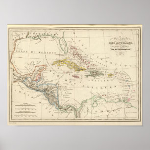 Caribisch gebied, Golf van Mexico en Guatemala Poster