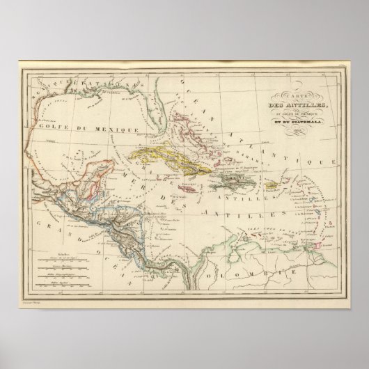 Caribisch gebied, Golf van Mexico en Guatemala Poster (Voorkant)