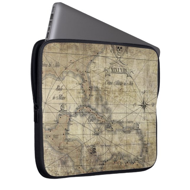 Caribisch gebied - oude kaart laptop sleeve (Voorkant Rechts)