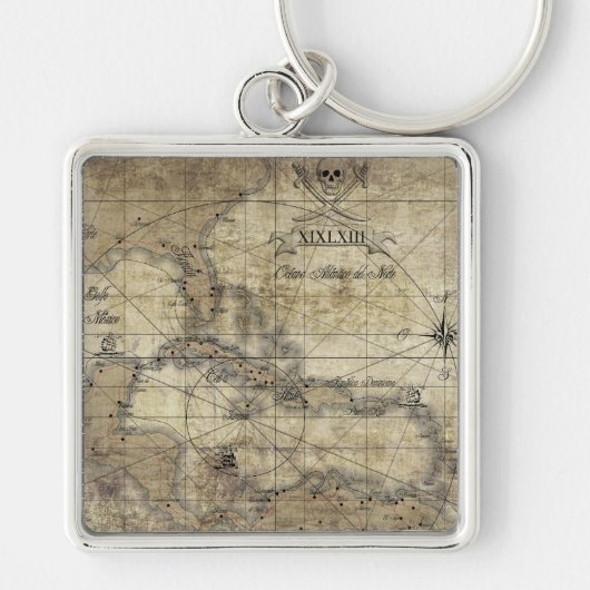 Caribisch gebied - oude kaart sleutelhanger (Voorkant)