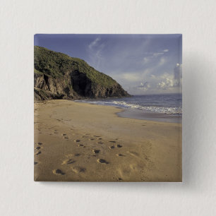 Caribisch gebied, St. Kitts. Voetsporen op Atlanti Vierkante Button 5,1 Cm