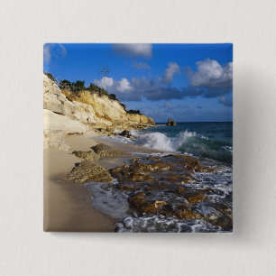 Caribisch gebied, St. Martin, Kliffen bij Cupecoy- Vierkante Button 5,1 Cm