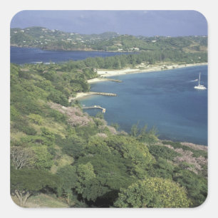 Caribisch gebied, West-Indië, St. Lucia. Uitzicht Vierkante Sticker
