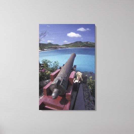 CARIBISCH, St. Barts, Connon gericht op Baai van Canvas Afdruk (Voorkant)
