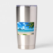 Caribisch strand mijn gelukkige plek geïsoleerde drinkbeker (Voorkant)