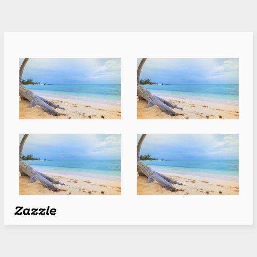 Caribisch strand rechthoekige sticker (Vel)