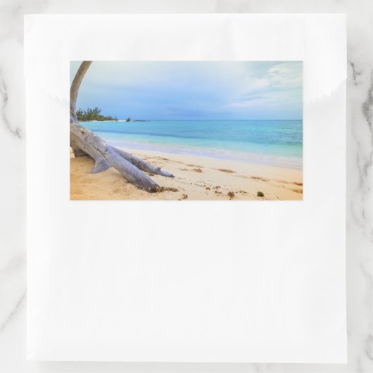 Caribisch strand rechthoekige sticker (Tas)