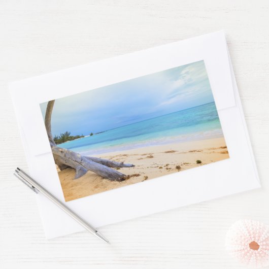 Caribisch strand rechthoekige sticker (Envelop)