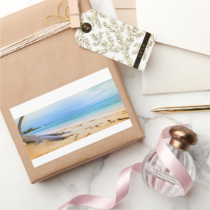 Caribisch strand rechthoekige sticker