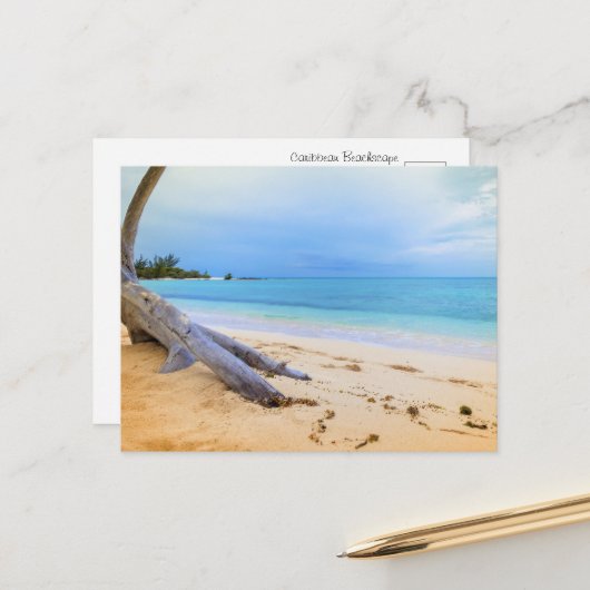 Caribisch strandgezicht briefkaart (Voorkant / Achterkant in situ)