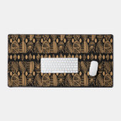 Caribisch Tribal Mudcloth: Zwart, Goud Bureaumat (Keyboard & Muis)