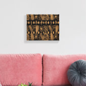 Caribisch Tribal Mudcloth: Zwart, Goud Canvas Afdruk (Insitu (Woonkamer))