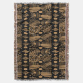 Caribisch Tribal Mudcloth: Zwart, Goud Deken (Voorkant Verticaal)
