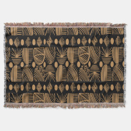 Caribisch Tribal Mudcloth: Zwart, Goud Deken