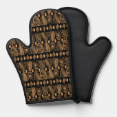 Caribisch Tribal Mudcloth: Zwart, Goud Ovenwant (Voorkant / Achterkant)