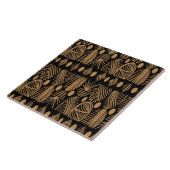 Caribisch Tribal Mudcloth: Zwart, Goud Tegeltje (Zijkant)