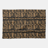 Caribisch Tribal Mudcloth: Zwart, Goud Theedoek (Horizontaal)