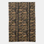 Caribisch Tribal Mudcloth: Zwart, Goud Theedoek (Verticaal)