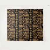 Caribisch Tribal Mudcloth: Zwart, Goud Wandkleed (Voorkant (horizontaal))