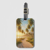 Caribisch/tropisch/Hawaïaans strand zonsondergang Bagagelabel (Voorkant (verticaal))