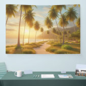 Caribisch/tropisch/Hawaïaans strand zonsondergang Spandoek (Beurs)