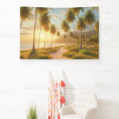 Caribisch/tropisch/Hawaïaans strand zonsondergang Spandoek (Insitu)