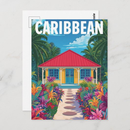  Caribisch Tropisch Huis Briefkaart (Voorkant / Achterkant)